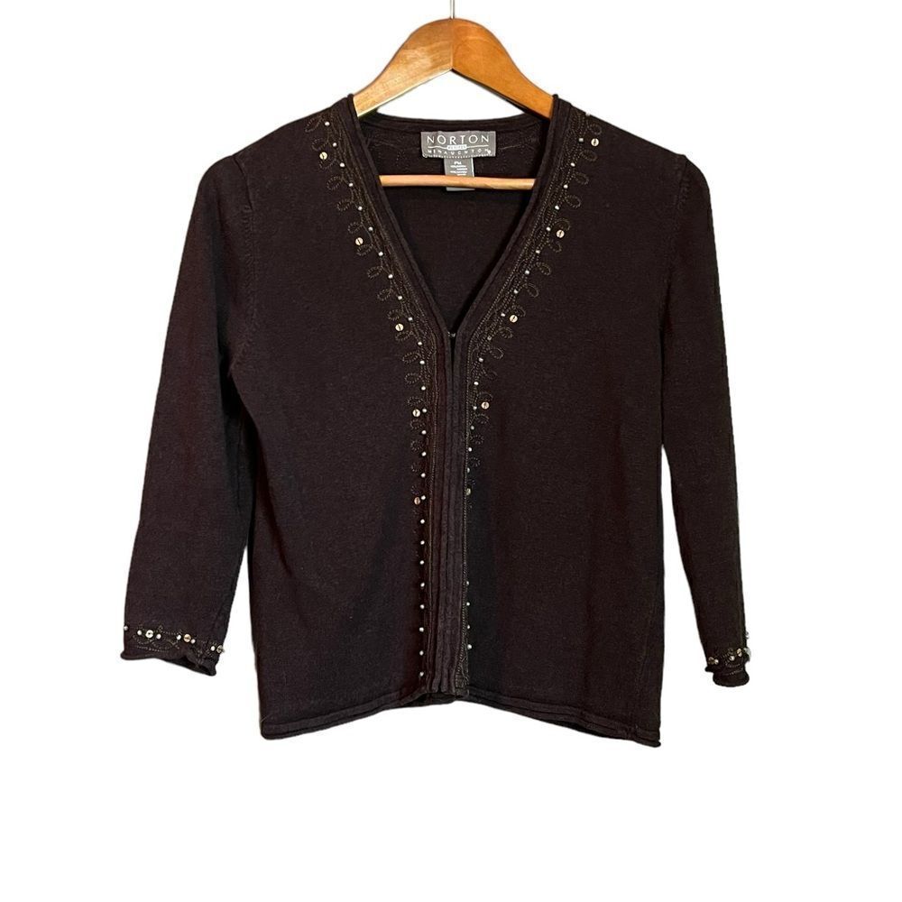 Norton Mcnaughton petites ramie blend knit cardigan